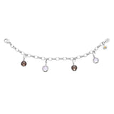 Rhodium-plated Sterling Silver Charm with Drop-shaped Faceted Rock Crystal by Gexist®