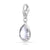 Rhodium-plated Sterling Silver Charm with Drop-shaped Faceted Rock Crystal by Gexist®