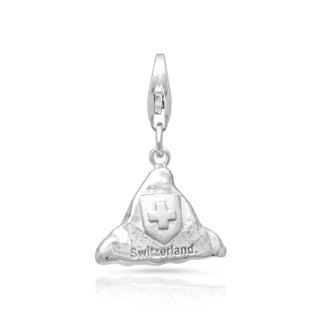 Rhodium-plated Sterling Silver Charm with Matterhorn pattern and Swiss flag emblem by Gexist®
