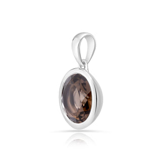 Rhodium-plated Sterling Silver Pendant with bails and faceted Smoky Quartz stone by Gexist®