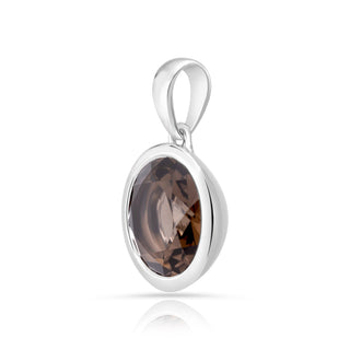 Rhodium-plated Sterling Silver Pendant with bails and faceted Smoky Quartz stone by Gexist®