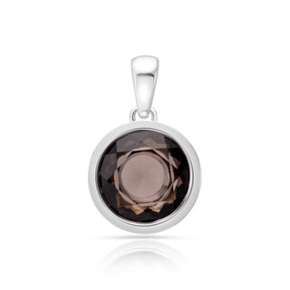 Rhodium-plated Sterling Silver Pendant with bails and faceted Smoky Quartz stone by Gexist®