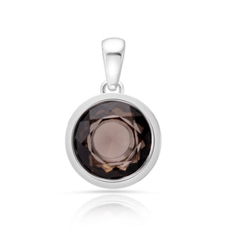 Rhodium-plated Sterling Silver Pendant with bails and faceted Smoky Quartz stone by Gexist®