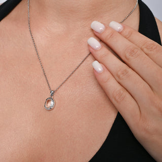 Rhodium-plated Sterling Silver Pendant with bails and faceted quartz crystal stone by Gexist®