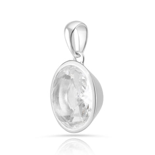 Rhodium-plated Sterling Silver Pendant with bails and faceted quartz crystal stone by Gexist®