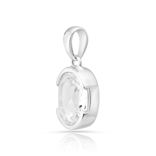 Rhodium-plated Sterling Silver Pendant with bails and faceted quartz crystal stone by Gexist®