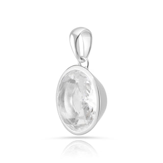 Rhodium-plated Sterling Silver Pendant with bails and faceted quartz crystal stone by Gexist®