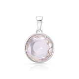 Rhodium-plated Sterling Silver Pendant with bails and faceted quartz crystal stone by Gexist®