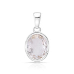 Rhodium-plated Sterling Silver Pendant with bails and faceted quartz crystal stone by Gexist®
