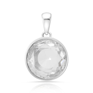 Rhodium-plated Sterling Silver Pendant with bails and faceted quartz crystal stone by Gexist®