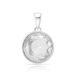 Rhodium-plated Sterling Silver Pendant with bails and faceted quartz crystal stone by Gexist®