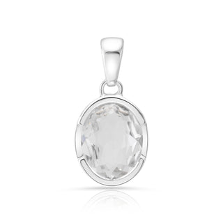 Rhodium-plated Sterling Silver Pendant with bails and faceted quartz crystal stone by Gexist®