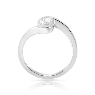 Rhodium-plated Sterling Silver Ring with Faceted Marquise Rock Crystal by Gexist®