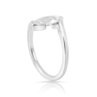 Rhodium-plated Sterling Silver Ring with Faceted Marquise Rock Crystal by Gexist®