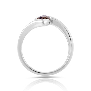 Rhodium-plated Sterling Silver Ring with Faceted Marquise Rock smoky quartz by Gexist®