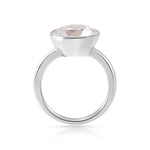 Rhodium-plated Sterling Silver Ring with Round Faceted Rock Crystal by Gexist®