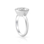 Rhodium-plated Sterling Silver Ring with Round Faceted Rock Crystal by Gexist®