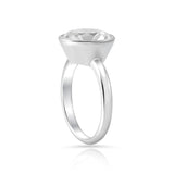 Rhodium-plated Sterling Silver Ring with Round Faceted Rock Crystal by Gexist®