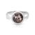 Rhodium-plated Sterling Silver Ring with round faceted smoky quartz by Gexist®