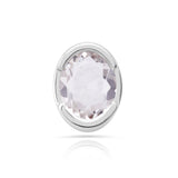 Rhodium-plated Sterling Silver Stud Earrings with faceted oval quartz crystal by Gexist®