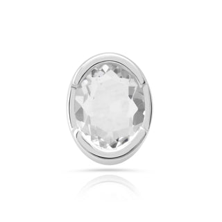 Rhodium-plated Sterling Silver Stud Earrings with faceted oval quartz crystal by Gexist®