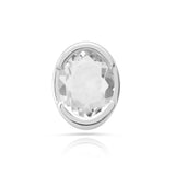 Rhodium-plated Sterling Silver Stud Earrings with faceted oval quartz crystal by Gexist®