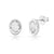 Rhodium-plated Sterling Silver Stud Earrings with faceted oval quartz crystal by Gexist®