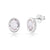 Rhodium-plated Sterling Silver Stud Earrings with faceted oval quartz crystal by Gexist®