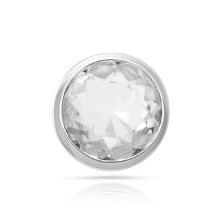 Rhodium-plated Sterling Silver Stud Earrings with round faceted rock-crystal stone by Gexist®