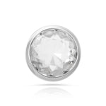 Rhodium-plated Sterling Silver Stud Earrings with round faceted rock-crystal stone by Gexist®