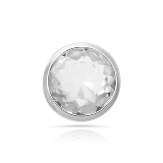 Rhodium-plated Sterling Silver Stud Earrings with round faceted rock-crystal stone by Gexist®