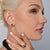 Rhodium-plated Sterling Silver Stud Earrings with round faceted smoky quartz stone by Gexist®