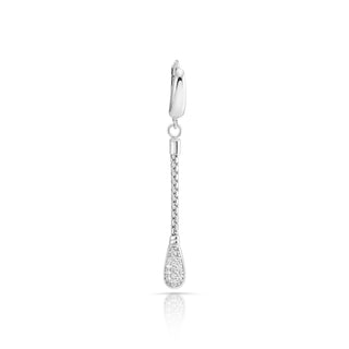 Rhodium-plated Sterling Silver earrings, braided chain with end piece adorned with a drop set with zirconia stones by Gexist®