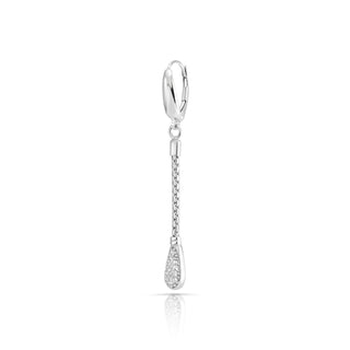 Rhodium-plated Sterling Silver earrings, braided chain with end piece adorned with a drop set with zirconia stones by Gexist®