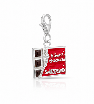 Rhodium-plated silver Swiss chocolate bar charm by Gexist®