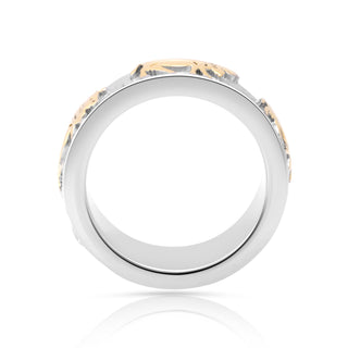 Ring in Bicolor Sterling Silver with Alpine Horn, Cows, Edelweiss, Fir Trees by Gexist®