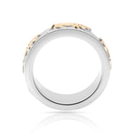 Ring in Bicolor Sterling Silver with Alpine Horn, Cows, Edelweiss, Fir Trees by Gexist®