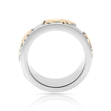 Ring in Bicolor Sterling Silver with Alpine Horn, Cows, Edelweiss, Fir Trees by Gexist®