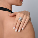 Ring in Solid Polished Sterling Silver composed of several coiled bands with white zirconia by Gexist®