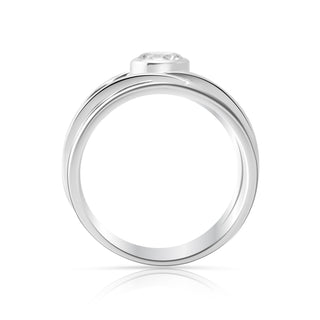 Ring in Solid Polished Sterling Silver composed of several coiled bands with white zirconia by Gexist®
