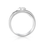 Ring in Solid Polished Sterling Silver composed of several coiled bands with white zirconia by Gexist®