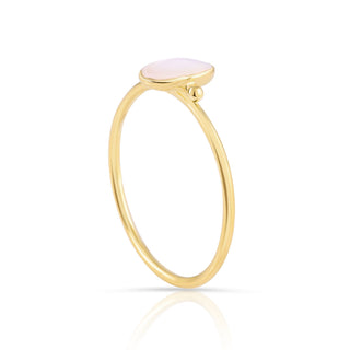 Ring in Sterling silver gold plated Shiny finish with vertical oval cabochon mother-of-pearl by Gexist®