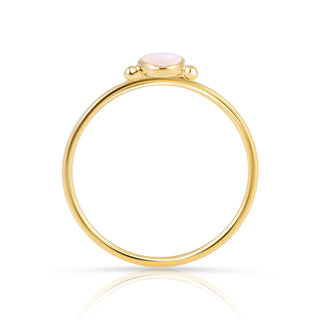 Ring in Sterling silver gold plated Shiny finish with vertical oval cabochon mother-of-pearl by Gexist®