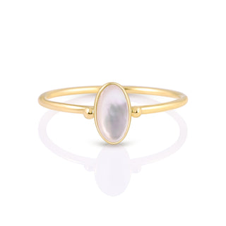Ring in Sterling silver gold plated Shiny finish with vertical oval cabochon mother-of-pearl by Gexist®