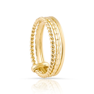Ring in Sterling silver gold plated comprising 3 rings in different shapes by Gexist®