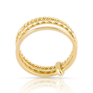 Ring in Sterling silver gold plated comprising 3 rings in different shapes by Gexist®