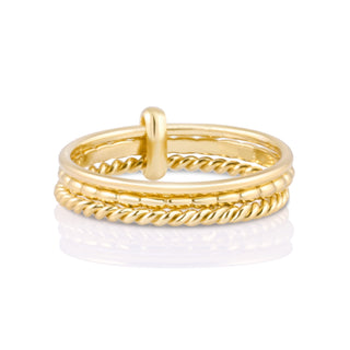 Ring in Sterling silver gold plated comprising 3 rings in different shapes by Gexist®