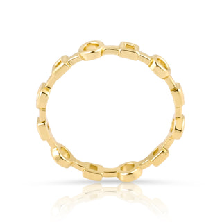 Ring in Sterling silver gold plated with alternating squares and rounds by Gexist®