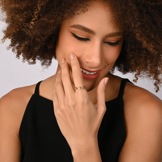 Ring in Sterling silver gold plated with chain-like rectangles by Gexist®