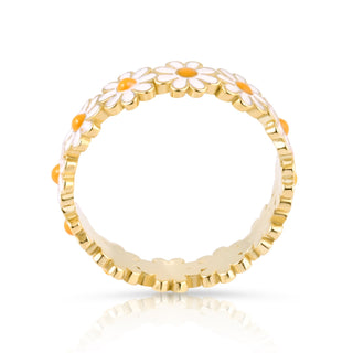 Ring in Sterling silver gold plated with enamel-coloured daisies by Gexist®